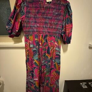 FARM Rio Vibrant Pink and Blue Maxi Dress